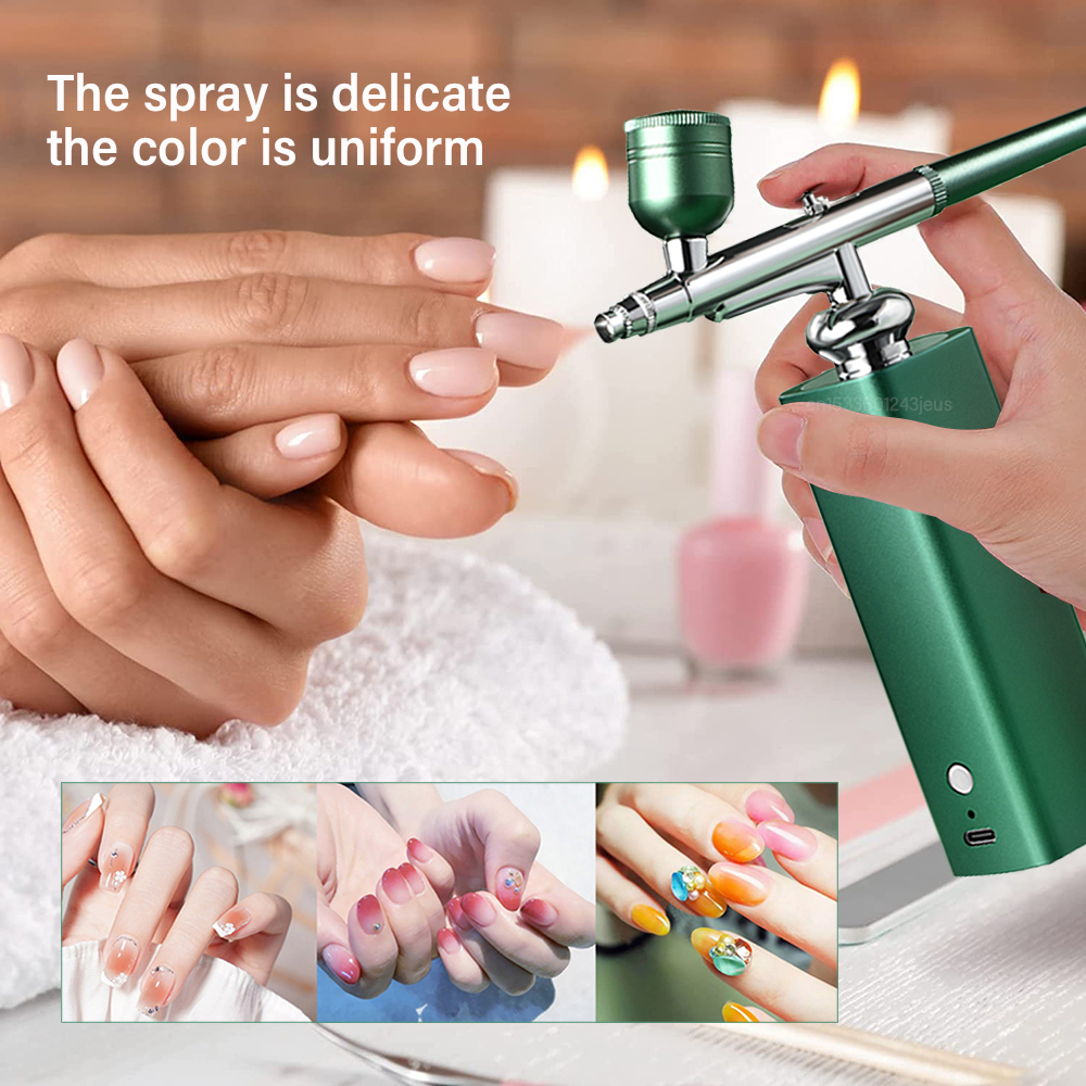 Nail Airbrush Air Compressor Portable Airbrush For Nail Cake Tattoo Makeup Air Brush Nail Art Paint Compressor Oxygen Injection