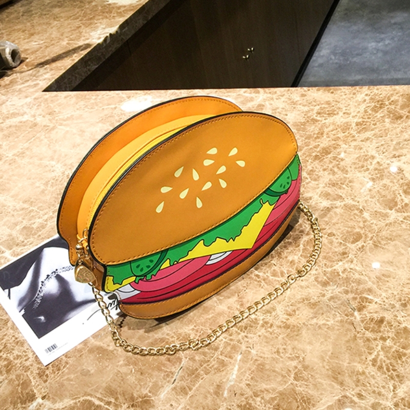 Ladies Mini Cute Hamburger Ice Cream Cone Purse French Fries Shape Crossbody Bag Women Cupcake Chain Purse