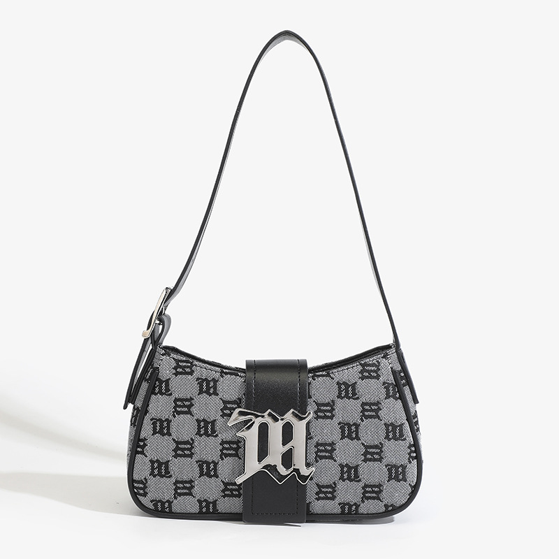 Designer Brand Shoulder Bags Women Vintage PU Leather Small Handbags Female Casual Purses Canvas M Embroidery Cloth Underarm Bag