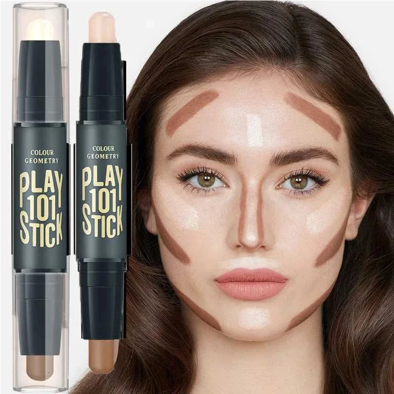 Face Concealer Pen Long Lasting Dark Circles Corrector Contour Concealers Stick Double Head High Gloss Face Cosmetic Makeup 240621