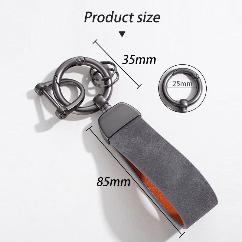 SEAMETAL Suede Car Keychain Ring Vintage Leather Zinc Alloy Key Chain Keys Holder Universal Luxury Keyring Car Accessories