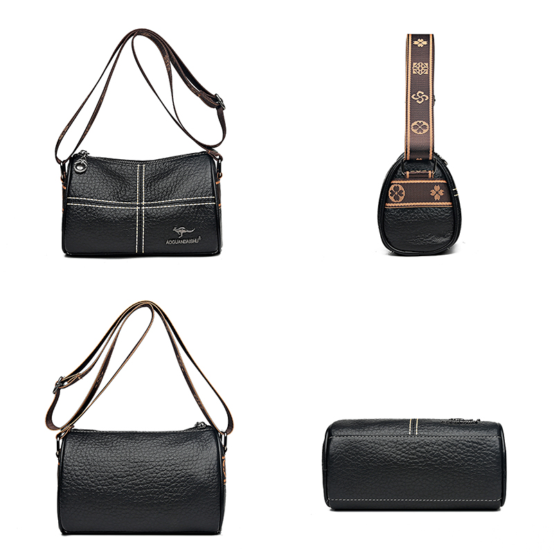 Designer Women's Shoulder Bag Genuine Leather High Quality Crossboby Bags For Ladies New Solid Color Wide Shoulder Strap Handbag