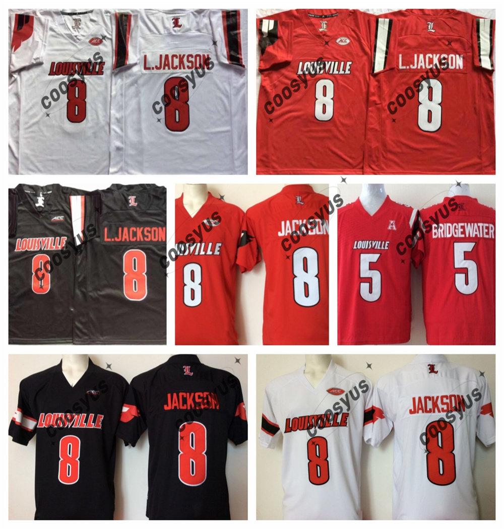 LAMAR JACKSON 7 HIGH SCHOOL Tigres FOOTBALL JERSEYS pour hommes Cousu College Louisville 8 Jackson 5 Bridgewater Jersey Rouge Noir Blanc 2024 new cc