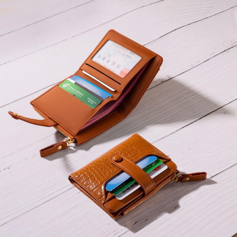 Women's Short Small Wallet Multi-card Credit Card Bag Solid Color Stone Pattern Coin Purse Female Student Trend Wallet