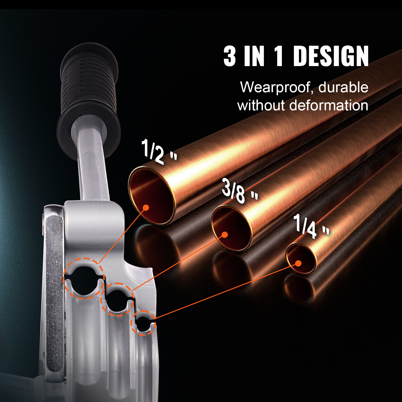 VEVOR Pipe Tube Bender 3 in 1 Manual Copper Tube Bending Aluminum Pipe Bender Tool for HVAC Air Conditioning Refrigerator Repair
