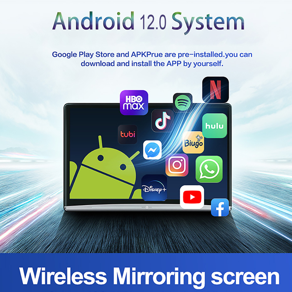 13.3 Inch 8GB+128GB 8-core HD 4K Car Screen Android 12 Headrest Monitor For Land Rover Freelander Rear Seat Entertainment System