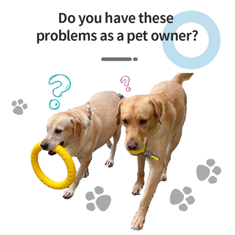 EVA Dog Chew Ball Pet Dog Training Ball Puppy Bite Resistant Ball with Rope Pet Flying Disk Training Ring Puller Puppy Dog Toys