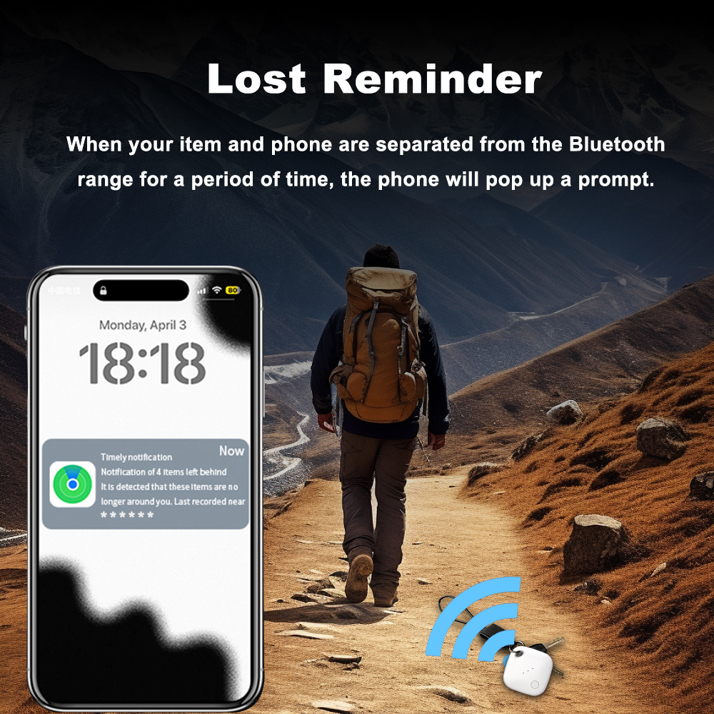 Outdoor Waterproof IP67 Bluetooth Tracker for Air Tag Replacement via Apple Find My to Locate Backpack Suitcase Bike Finder Itag