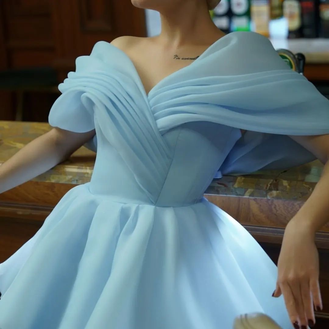 Homecoming Pink Dresses Prom Evening A E Organza Off Shoulder Short Mini Party Graduation Tail Birthday Holiday Club Gowns Dress