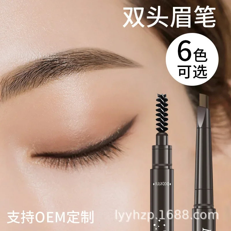 6 Colors Eyebrow Cosmetics Pencil Waterproof Double-headed Eyebrow Tattoo Natural Long Lasting Makeup Paint Eyebrow Pencil 240625