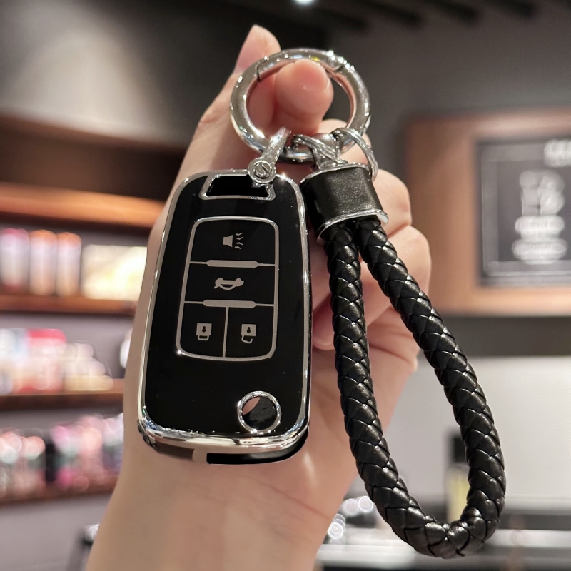 Car Key Case Cover with Keychain for 2010-2019 Chevrolet Impala Camaro Cruze Equinox Malibu Sonic GMC Terrain Buick Regal Verano