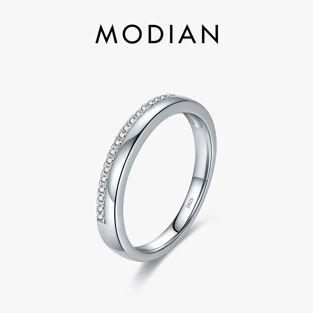 Modian Solid 925 Sterling Sterling Simple Implicabile Anello DI Ferma Sempre Al…