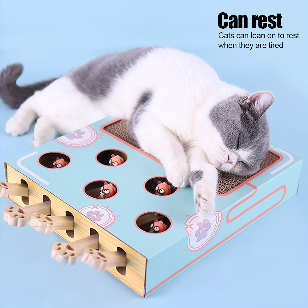 Cat Hit Gophers Cat Toy Chase Hunt Mouse 3 in 1 Cat Game Box Funny Cat Stick With Scratcher Maze Interactive Educational