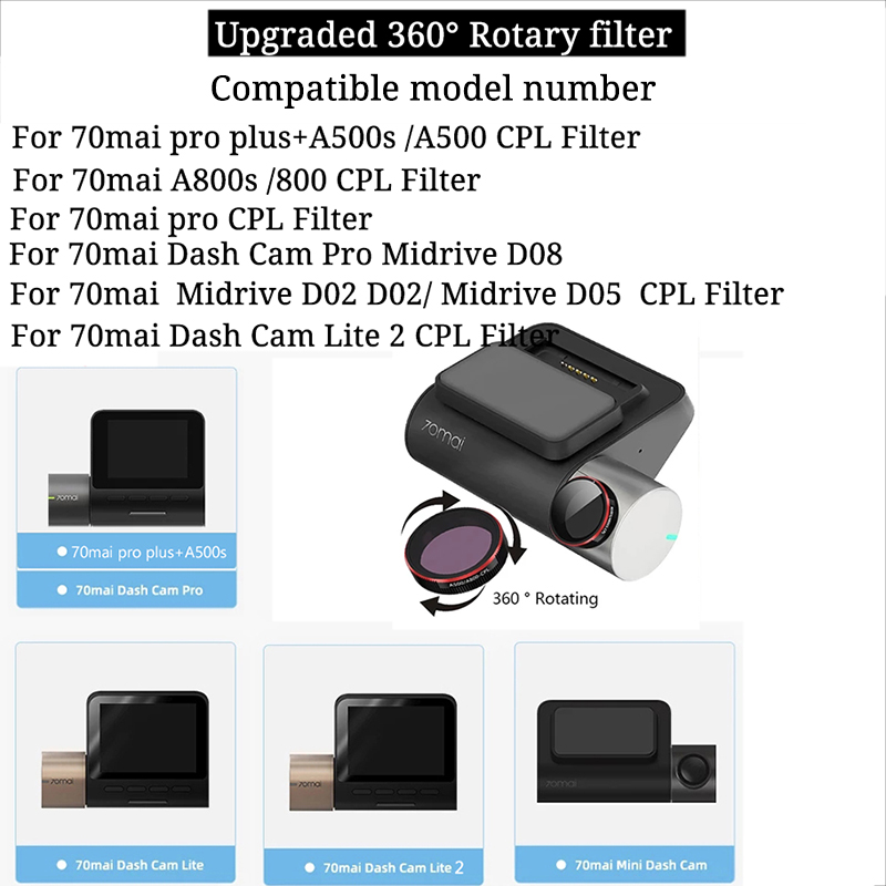 for 70mai pro plus+ A500s CPL 2025 Filter or RC06 Rear camera CPL Filter new For 70mai Pro lite D02 / D08 lite2 A200 CPL Filter