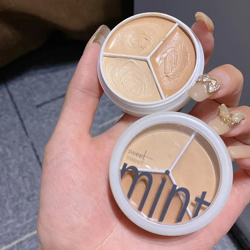 3-Color Concealer Palette Cream Texture Covers Marks Dark Circles Multifunction Face Makeup Lasting Brighten Face Cosmetics 240625