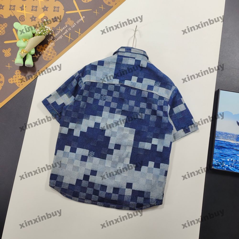 xinxinbuy Men designer Tee t shirt 2024 Italy Mosaic Chessboard grid pattern short sleeve cotton women Gray black khaki blue white S-2XL