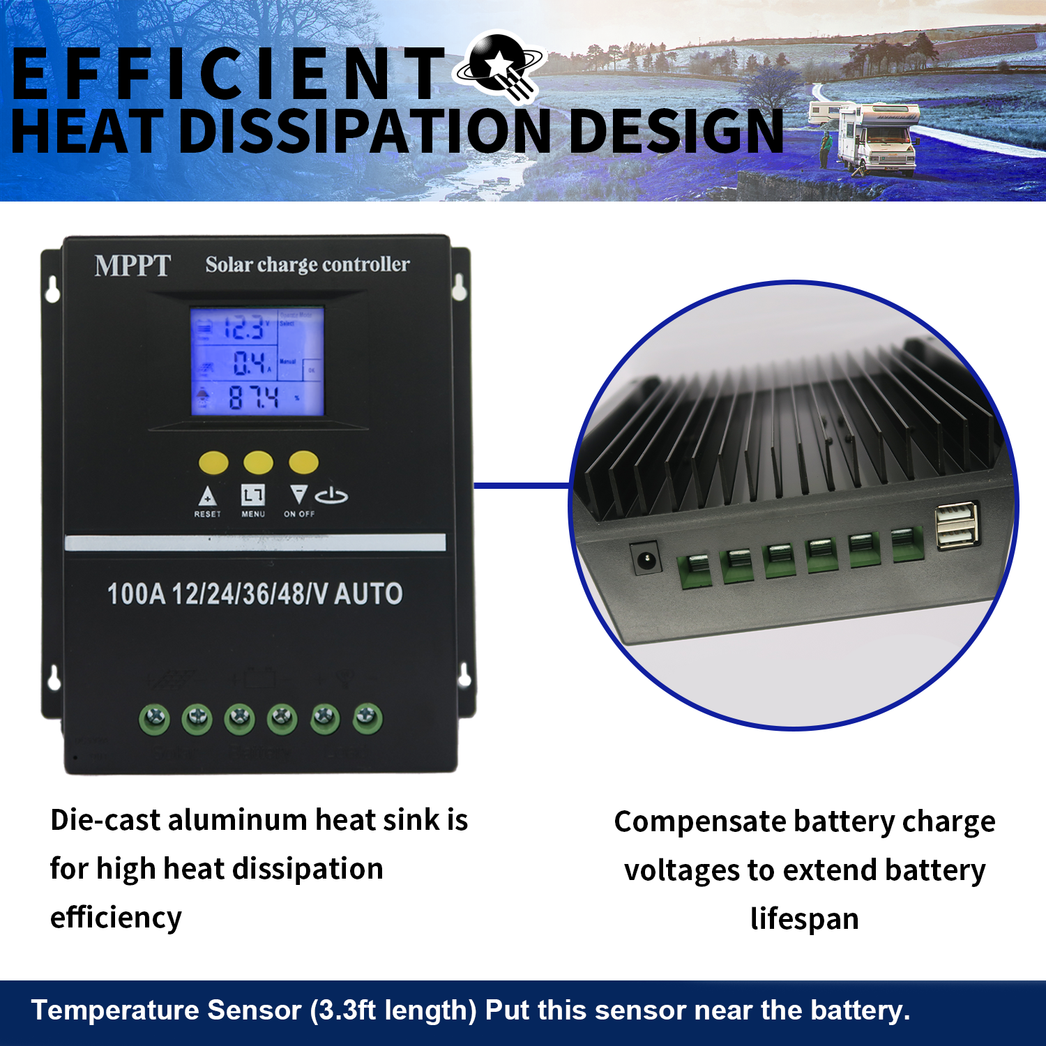 POWLSOJX 60A 80A 100A MPPT Solar Charge Controller 12V 24V 36V 48V Solar Panel Battery Intelligent Regulator