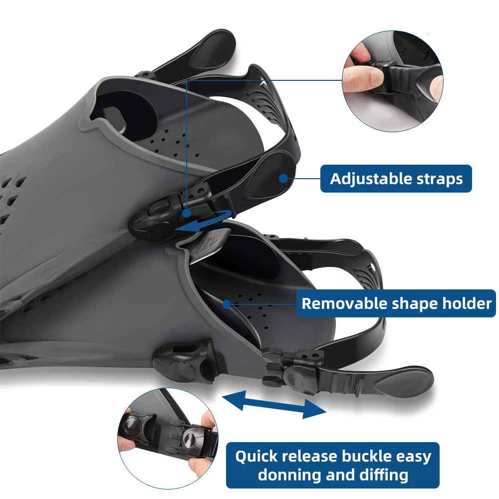 Professional Snorkeling Foot Diving Fins Adjustable Adult Swimming Comfort Fins Flippers Swimming Equipment Water Sports 240621