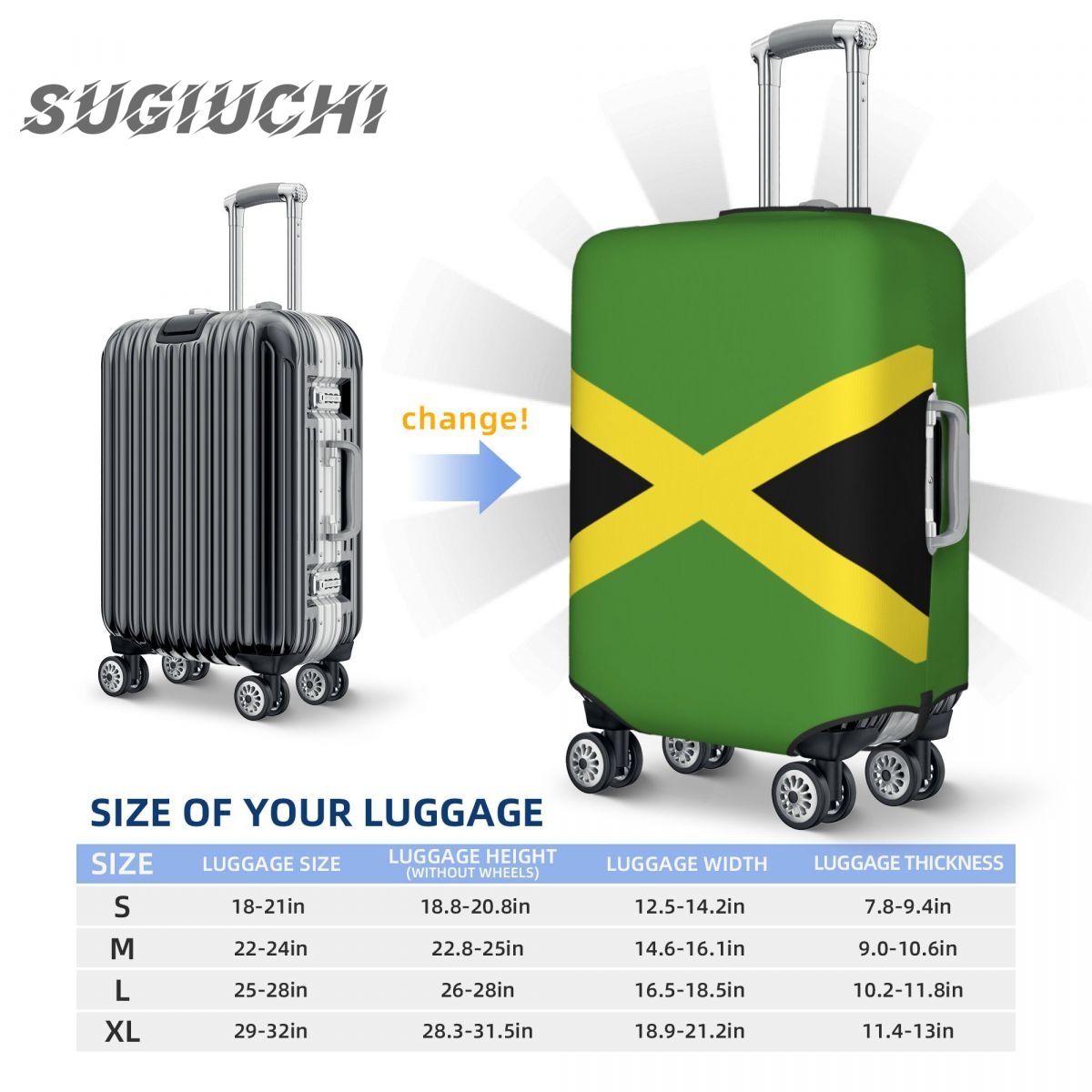 Jamaica Country Flag Luggage Cover Suitcase Travel Accessories Printed Elastic Dust Cover Bag Trolley Case Protective