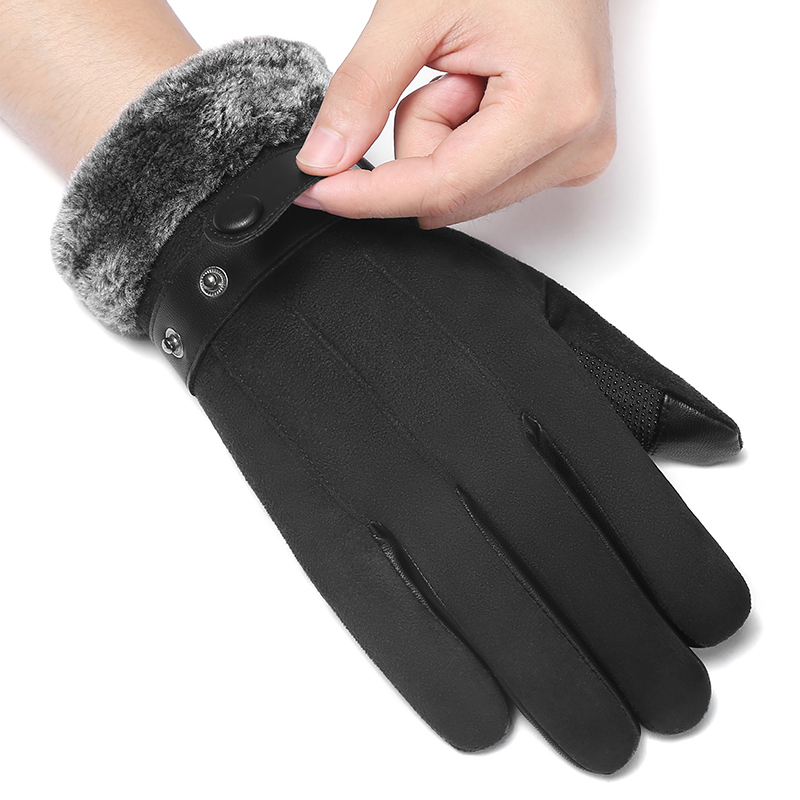 BISON DENIM Men's Winter Gloves Touch Screen Warm Fleece Autumn Winter Gloves for Men Outdoor Sport Skiing Hiking Gloves S036