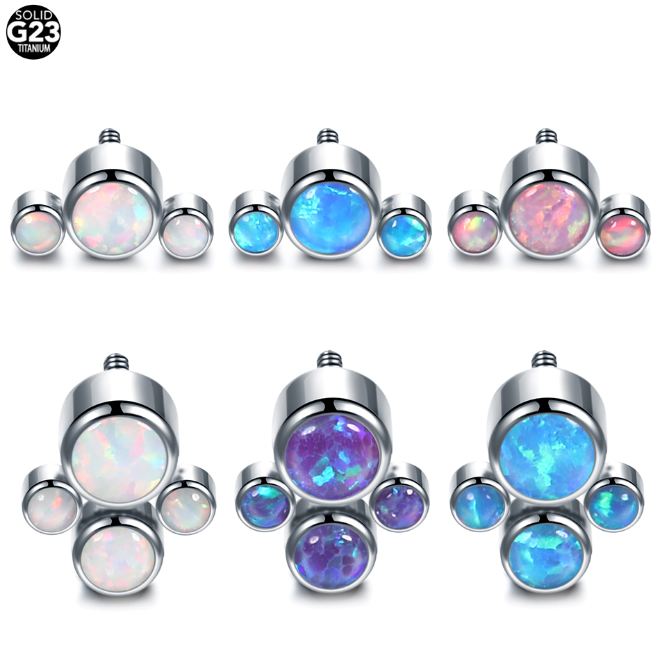 1PC Titanium Internally Threaded Ends Piercing Opal Dermal Top Earring Conch Helix Piercing Nose Medusa Lip Piercing Sex Jewelry