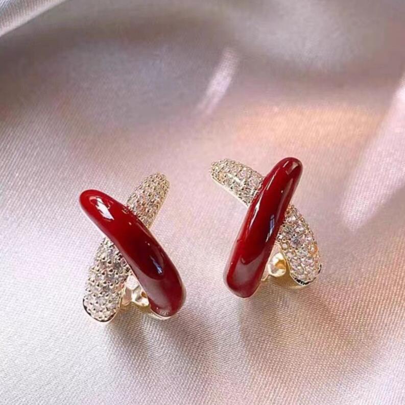 Sterg Sier Cross Earrings Women, White Sapphire Stud Earrings, Temperament Classical Jewelry for Wedding Anniversary, Lover Gift