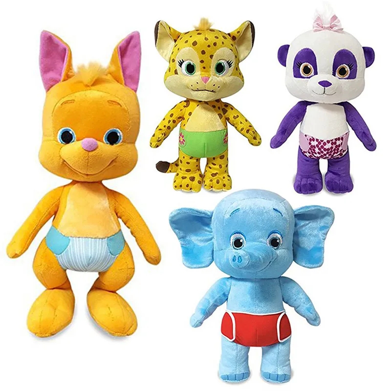 25cm Word Party Plush Toys Learning Stuffed Doll Lulu Franny Bailey Kip Leopard Kangaroo Elephant Panda Animal Toys Kids Gifts