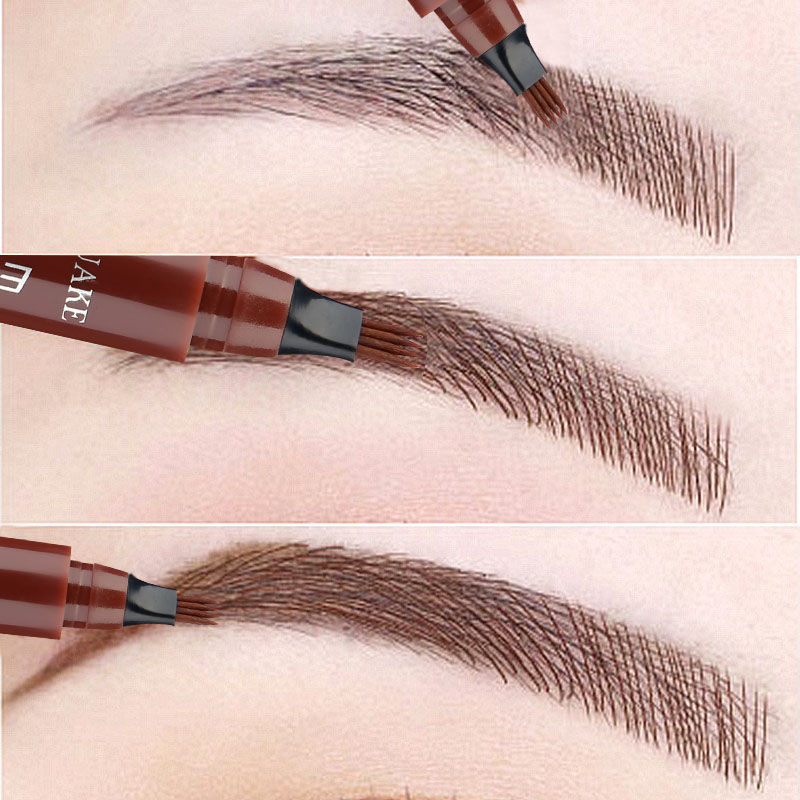 New Tattoo Eyebrow 3D liquid Ink Pen waterproof 4 fork pencil brow Eyes Makeup Female Cosmetics 5 Natural Color Available