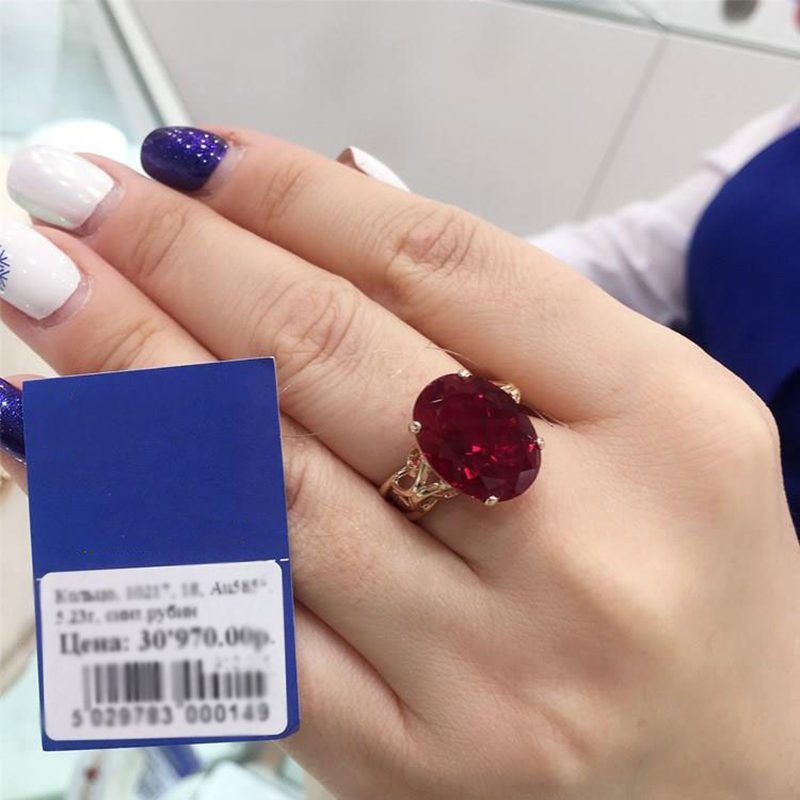 585 Purple Gold Oval Ruby engagement rings for women 14K Rose Gold Plated Classic Light Luxury Wedding Party High Jewelry