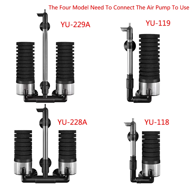 Black Aquarium Filter for Aquarium Fish Tank Air Pump Skimmer Biochemical Sponge Filter Aquarium Bio Filters Filtro Aquario