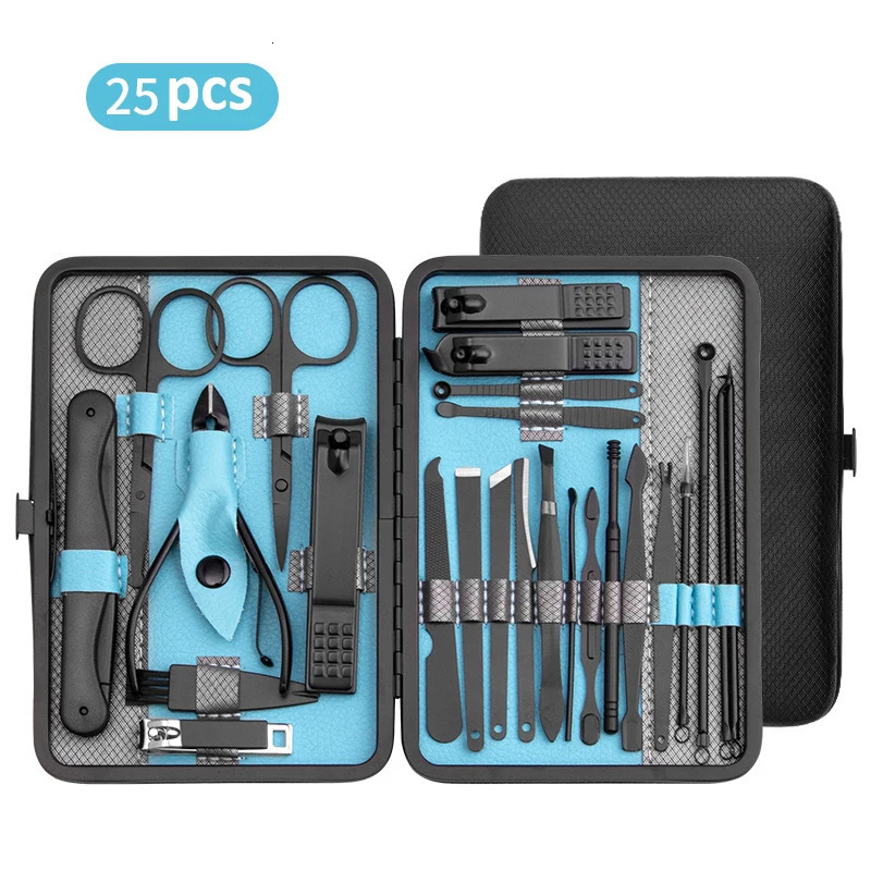 Manicure Set 101525 pcs Full Function Kit Professional Stainless Steel Pedicure Sets Nail Clipper With Portable Case Idea Gift i240621