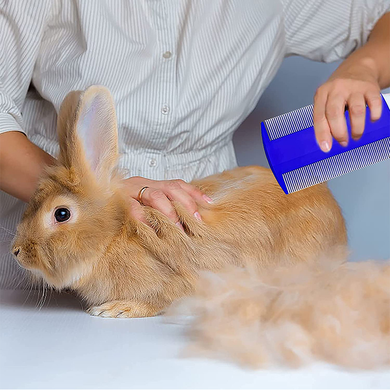 4Pcs Rabbit Grooming Kit with Tear Stain Remover Combs Pet Nail Clipper Double-Sided Shampoo Bath Brush Hamster Rabbit Supplies