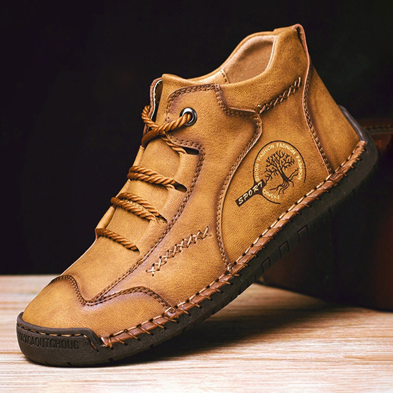 Hand-ing New Men Shoes Casual Boots Fall Patent Retro Leather Ankle Hot Sale Hombres Botas 91f4