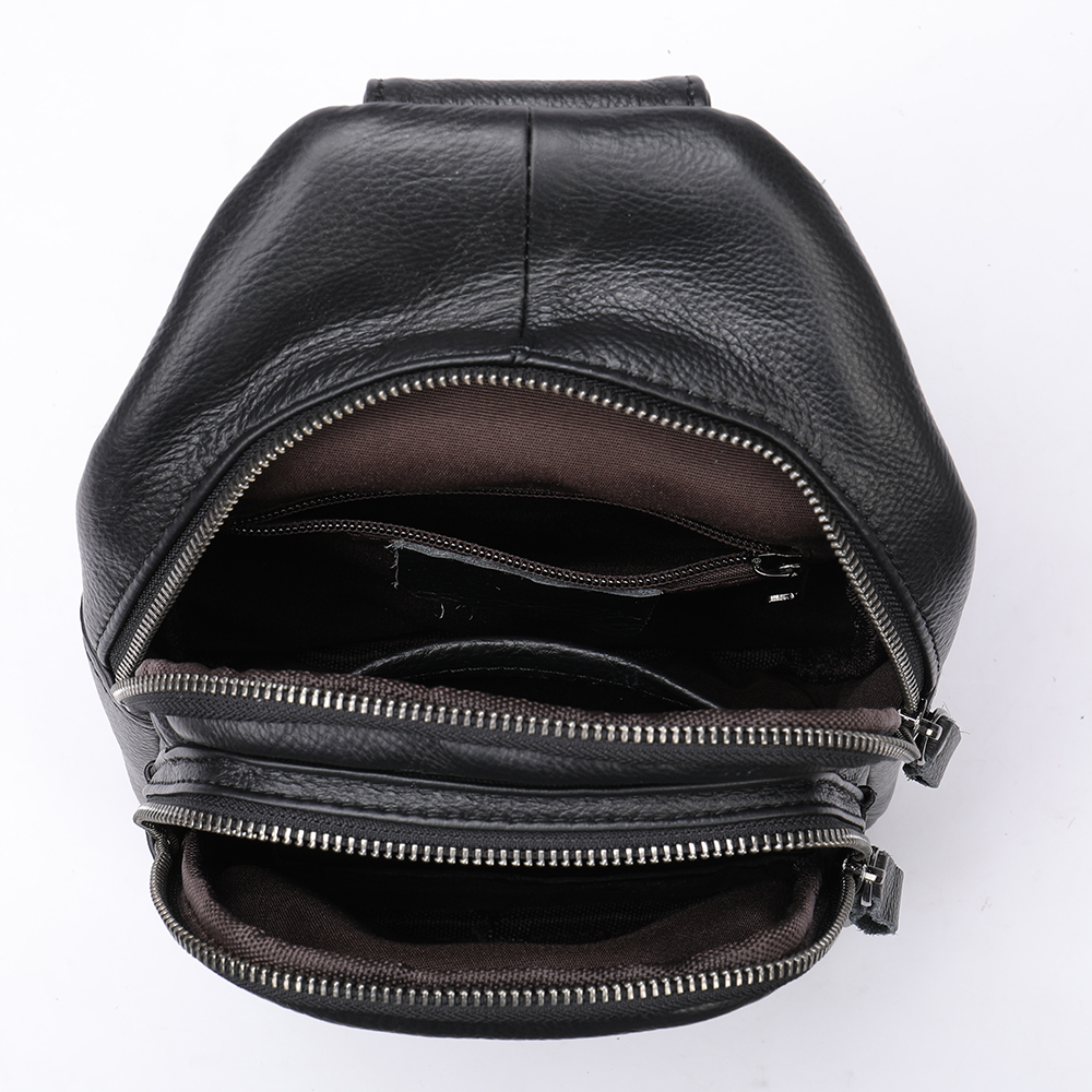 WESTAL Men's Chest Genuine Leather Shoulder Messenger Bag Men Sling Bags Travel Day Black Designer Crossbody Pack 9000