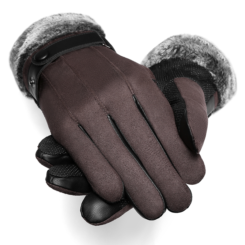 BISON DENIM Men's Winter Gloves Touch Screen Warm Fleece Autumn Winter Gloves for Men Outdoor Sport Skiing Hiking Gloves S036