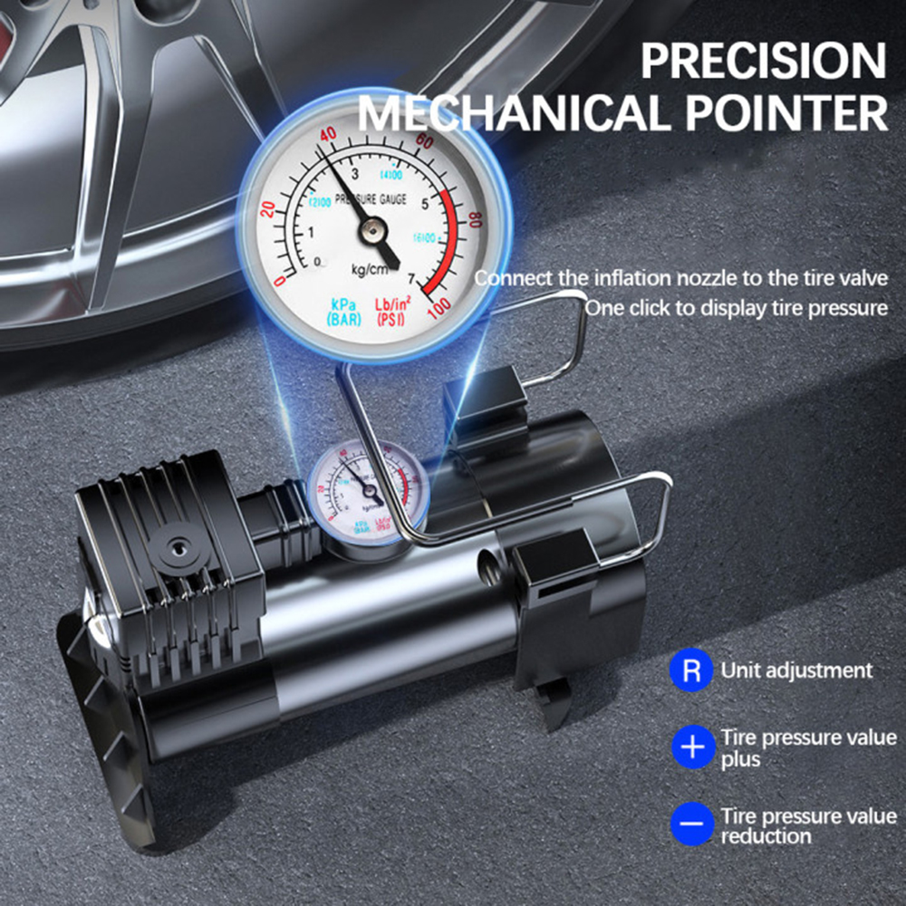 Car Air Compressor Portable Cycle Tire Inflator Pump With Digital Pressure Gauge For Bicycle Motorcycle Football Vehicle