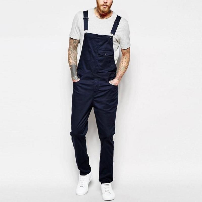Mens Jeans Jumpsuits Overalls Men Bib Denim Suspender Romper Trousers Streetwear Pockets Y Slim Skinny Overall Black White Drop Delive Dhfck