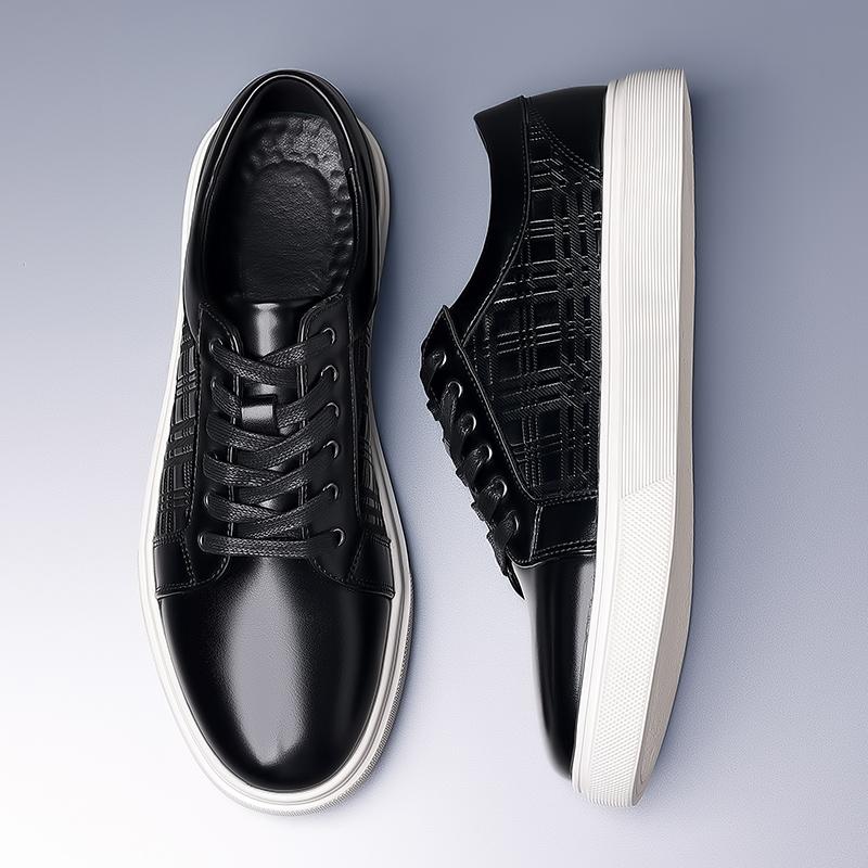 New Blue Men's Vulcanize Shoes Lace-up Solid Black Sneakers Casual Shoes Size 38-46 Men Shoes