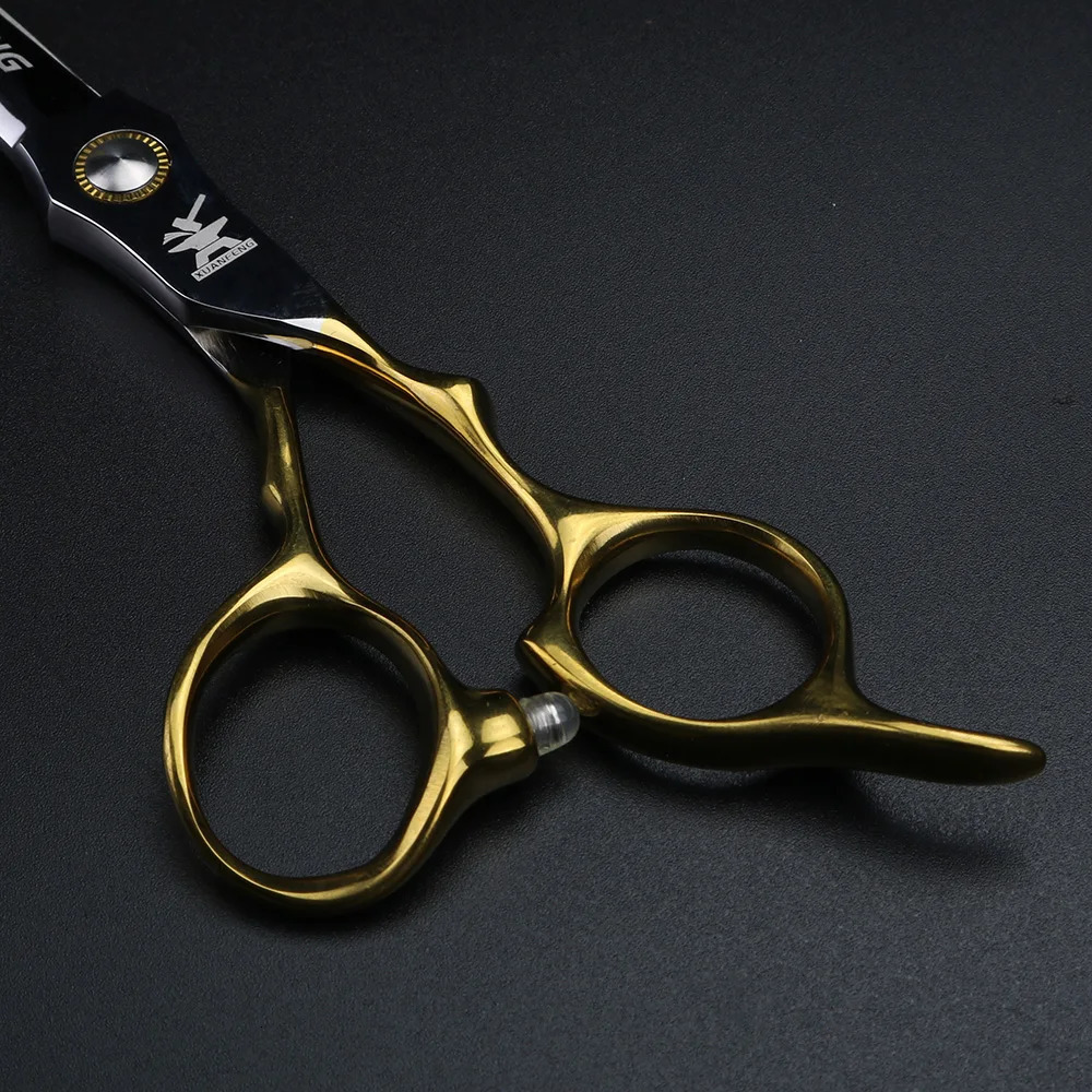 XUANFENG Gold Handle Professional Hair Scissors 6.5 440C Steel Barber Cutting Scissors and thinning Scissors 240621