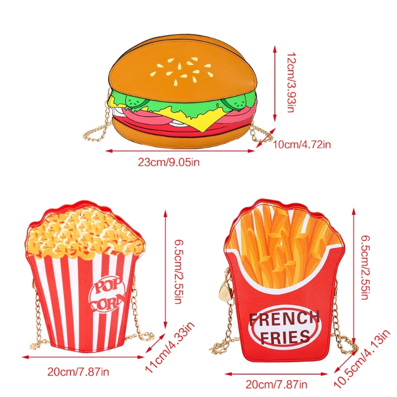 Ladies Mini Cute Hamburger Ice Cream Cone Purse French Fries Shape Crossbody Bag Women Cupcake Chain Purse