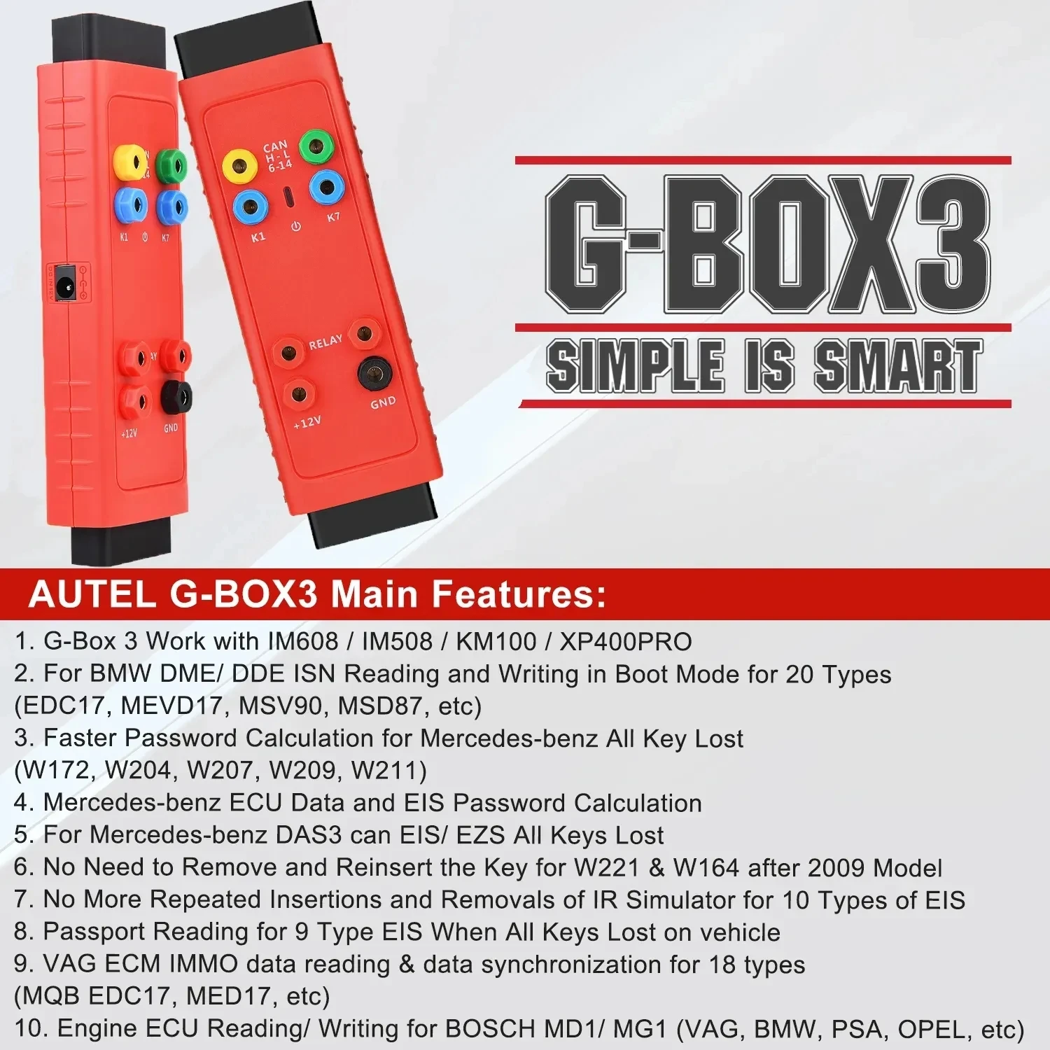 Autel MaxiIM Parts XP400PRO Key Programmer IMKPA Kit G-BOX2 APB112 Toyota 8A Adapter Used with IMMO Scanner IM608 IM508