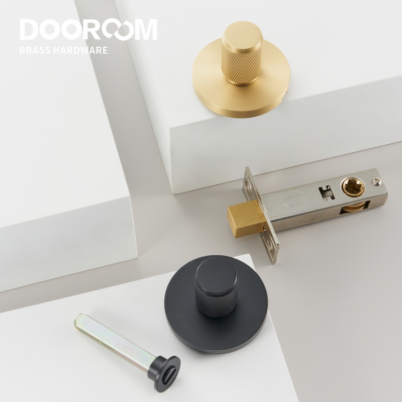 Dooroom Brass Knurled Hidden Door Lock Set Living Room Bathroom Invisible Thumb Turn Matt Black Brushed Brass Open In Emergency
