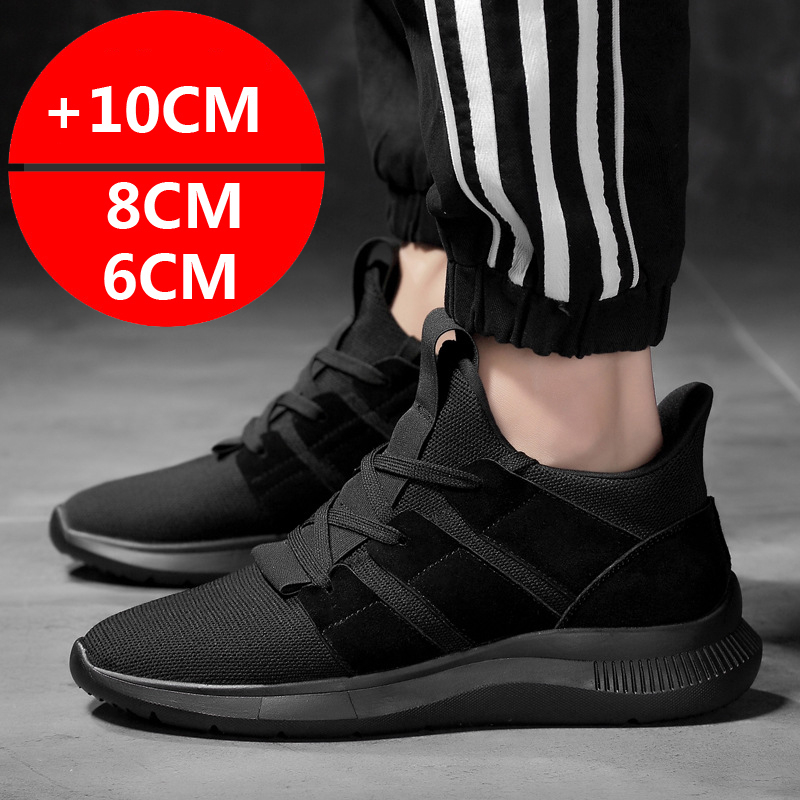 Elevator For Men Mesh Breathable Height Increasing Sneakers - 6/8CM Hidden Heel hot Casual Sports Black Shoes