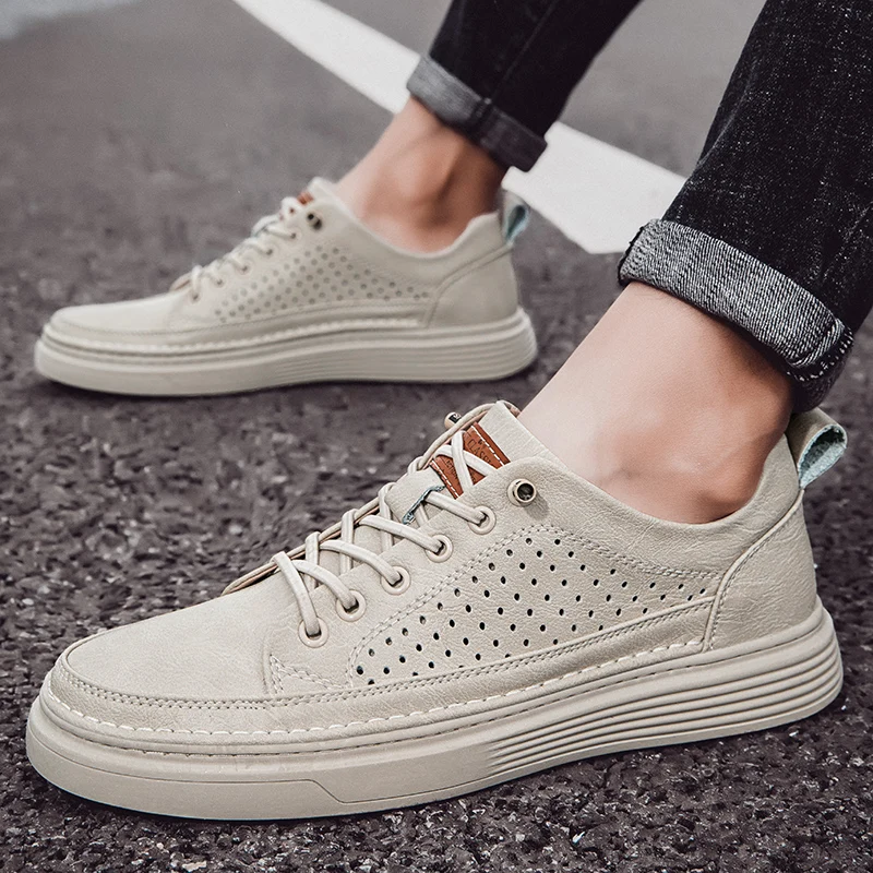 Genuine Summer Oxford Breathable Outdoor Sneakers Handmade Leather Casual Shoe Walking Shoes Men 596c s