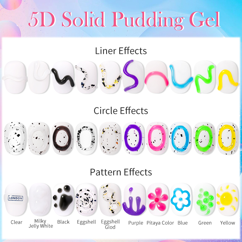 LILYCUTE 10ml 5D Solid Pudding Nail Gel Tube Emboss Painting Gel Polish Translucent Jelly Gum Korean-Style DIY Nail Art Decor