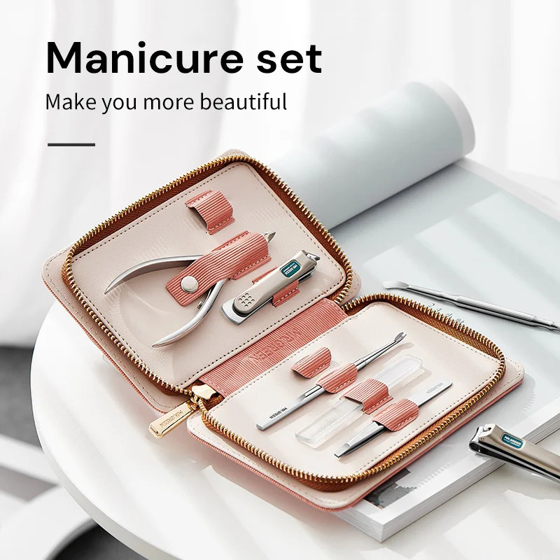MR.GREEN Manicure Set Pedicure Sets Nail Clippers Tools Stainless Steel Professional Nail Scissors Cutter Travel Case Kit 7in1 i240621