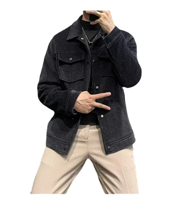 Winter Fashion Jacket Mens Lapel Autumn And Winter Corduroy Jacket 240615