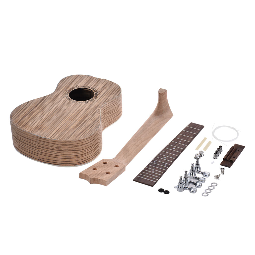 23'' 26'' Inch DIY Ukulele Zebrawood Hawaii Guitar Gitar Guitarra Zebra Wood Body Rosewood Fingerboard Peg String Bridge Nut SET