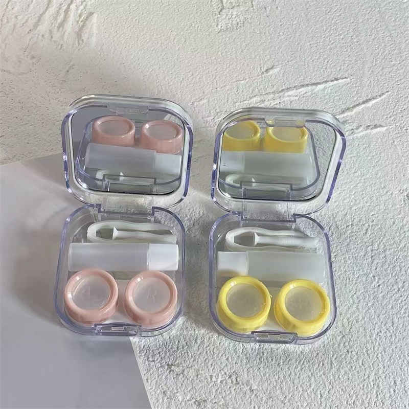 1 Set Lovely Contact Lenses with Mirror Mini Protable Color Box for Eyes Lens Care Kit Holder Container Case Gift