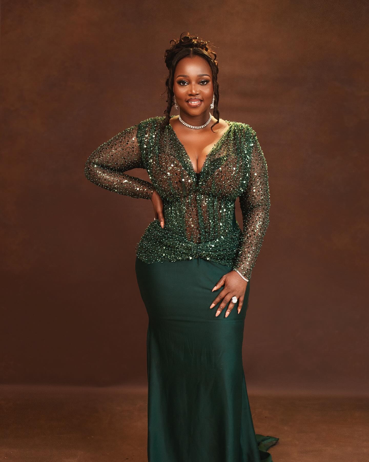 2024 Plus Size Dark Green Mermaid Prom Dresses For Special Occasion Sequined Illusion Evening Formal Party Second Reception Birthday Engagement Gowns 